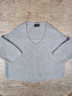 Framework wool cashmere light gray relaxed fit knit sweater top approx Large